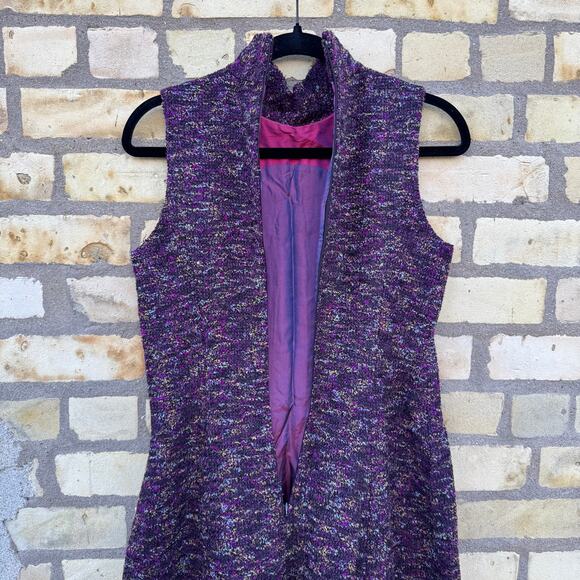 Vintage 90's Kenzo Paris Tweed Silk Lined Maxi Sheath Dress with Pockets Size 6 - Picture 6 of 9